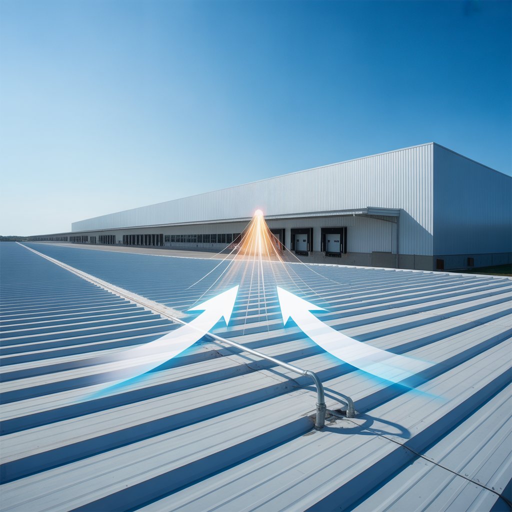 Large warehouse with metal tin roof